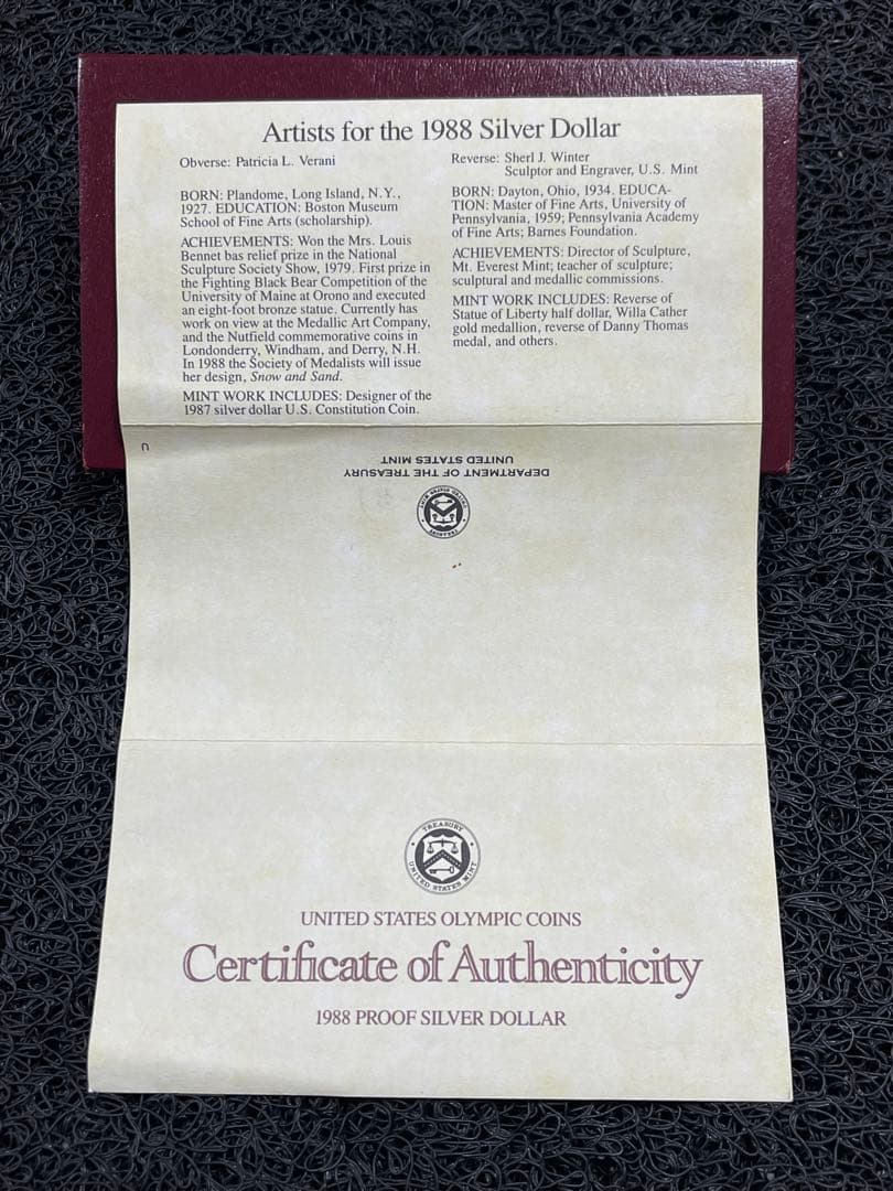 アメリカ合衆国1ドル銀貨アメリカ 1988年1ドル 銀貨 ソウルオリンピック記念