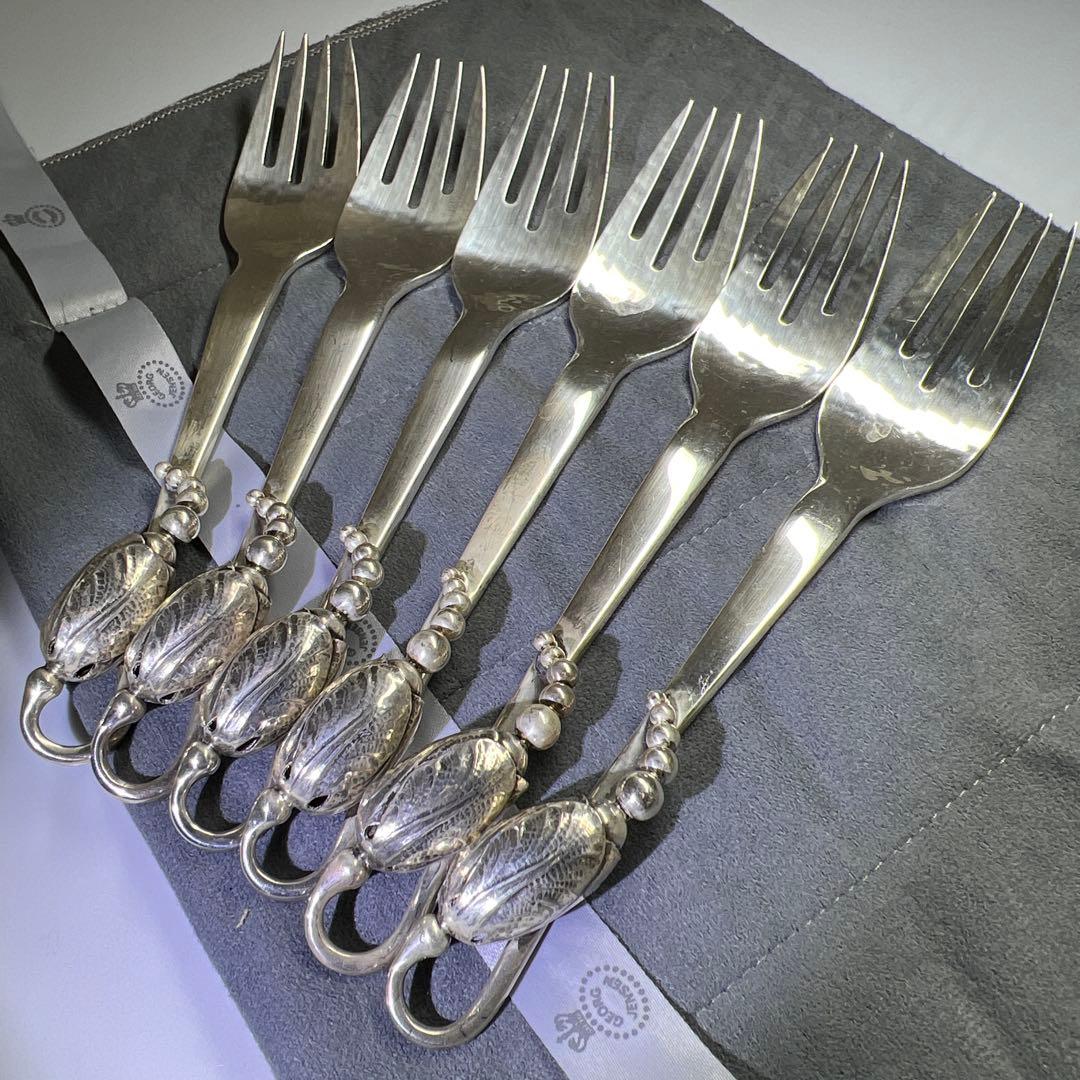 ジョージジェンセン　ブロッサムsterling925 ディナーフォーク6本　袋付