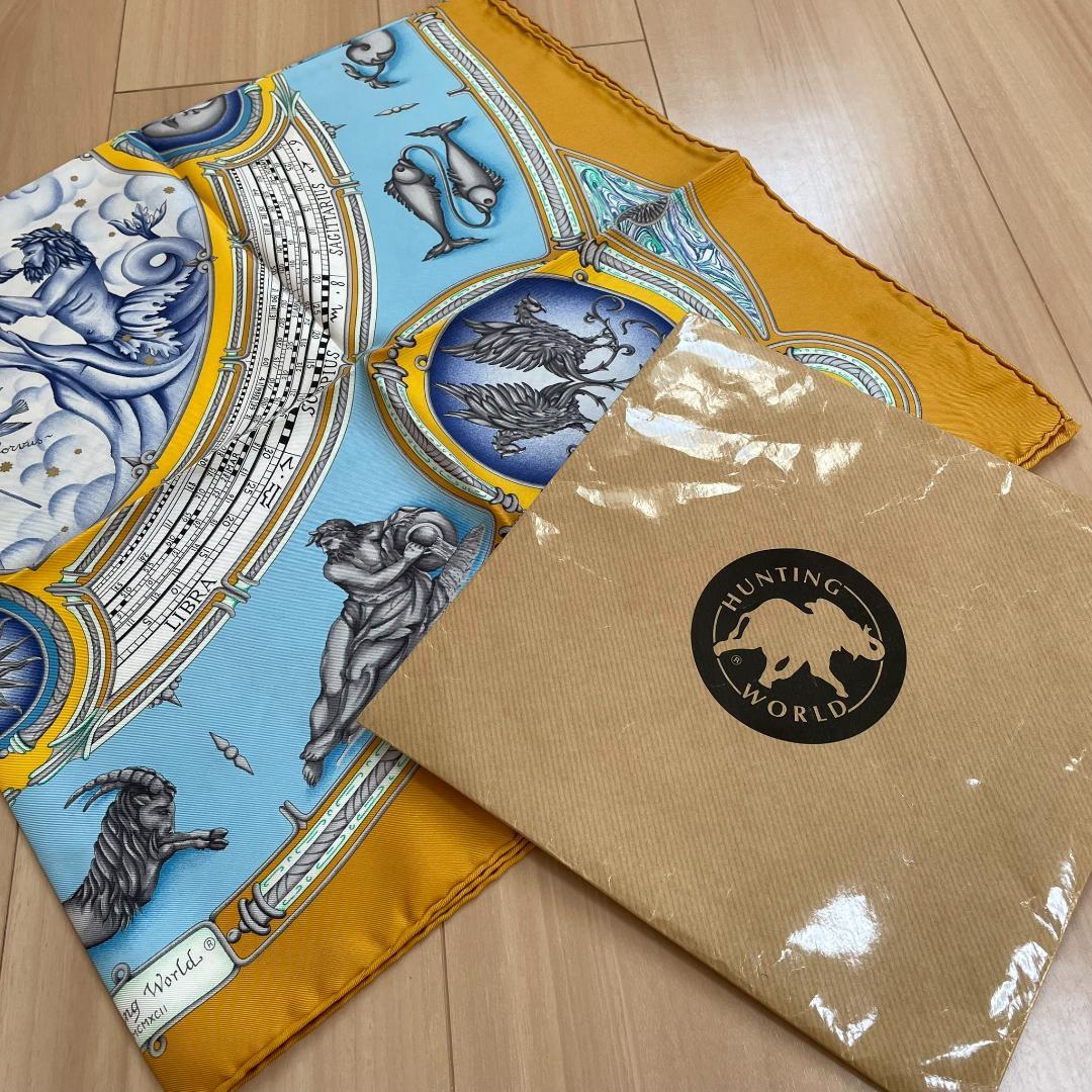 新品 ハンティングワールド シルク スカーフ カレ イタリア製 約86×88㎝