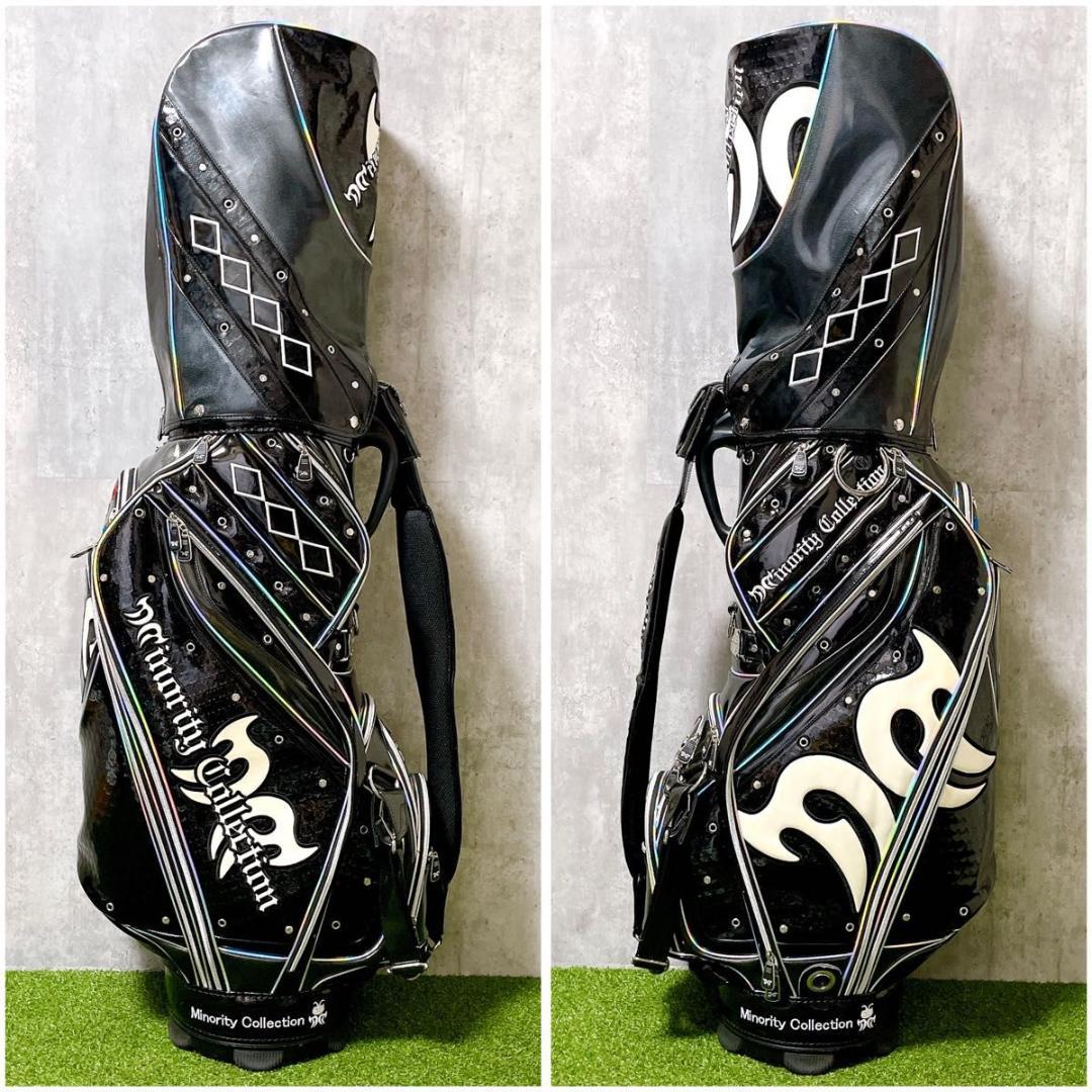 マイノリティコレクション キャディバッグ オールエナメル 3点式 ロゴ刺繡入り