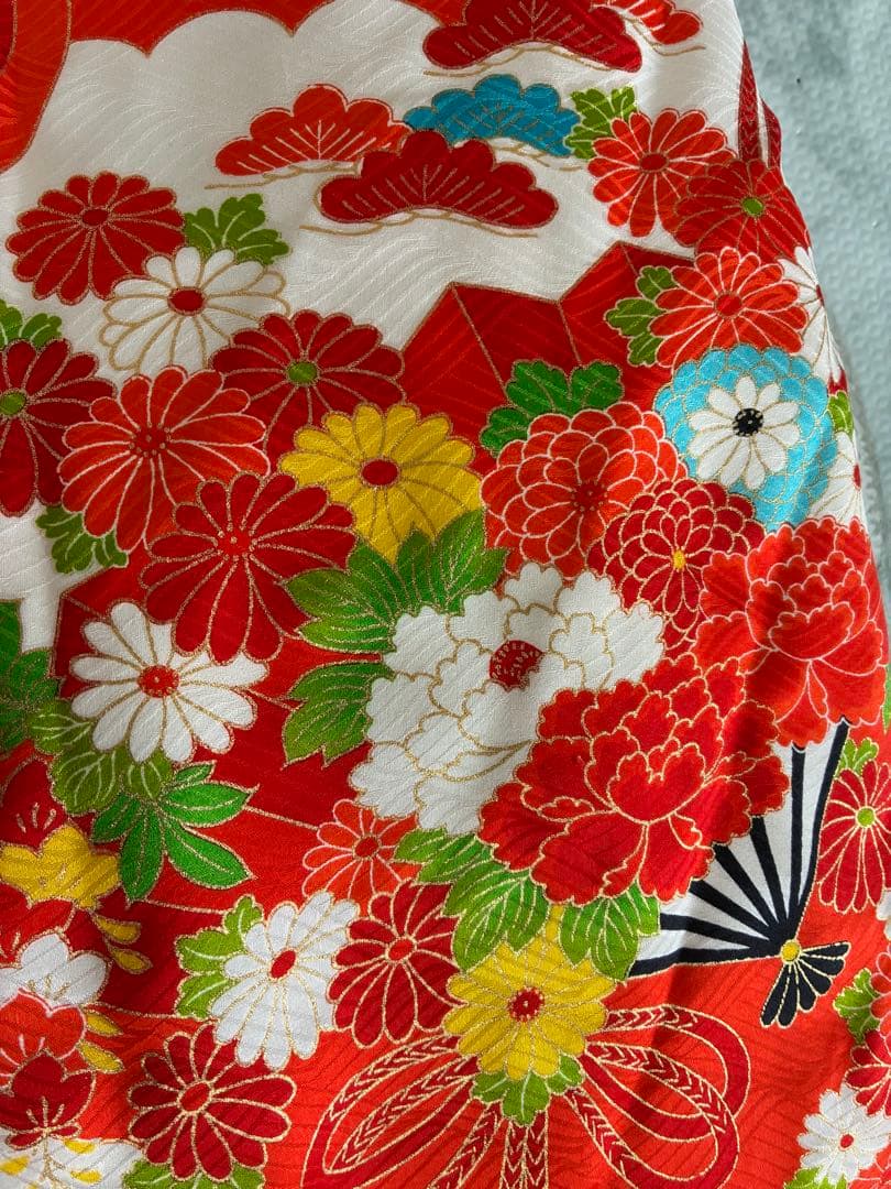 七五三　３歳　着物　アンティーク　被布　セット　正絹