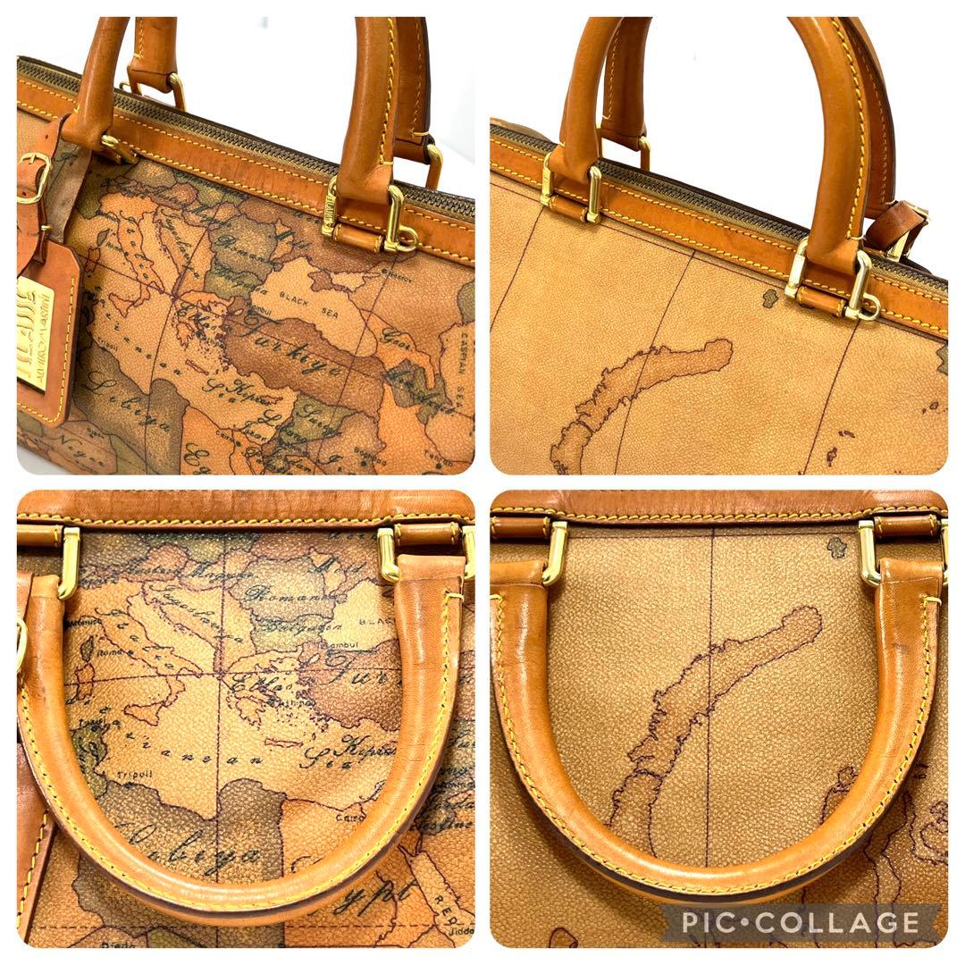 プリマクラッセ　世界地図柄　ハンドバッグ　ミニバッグ　ボストン　PVC　レザー