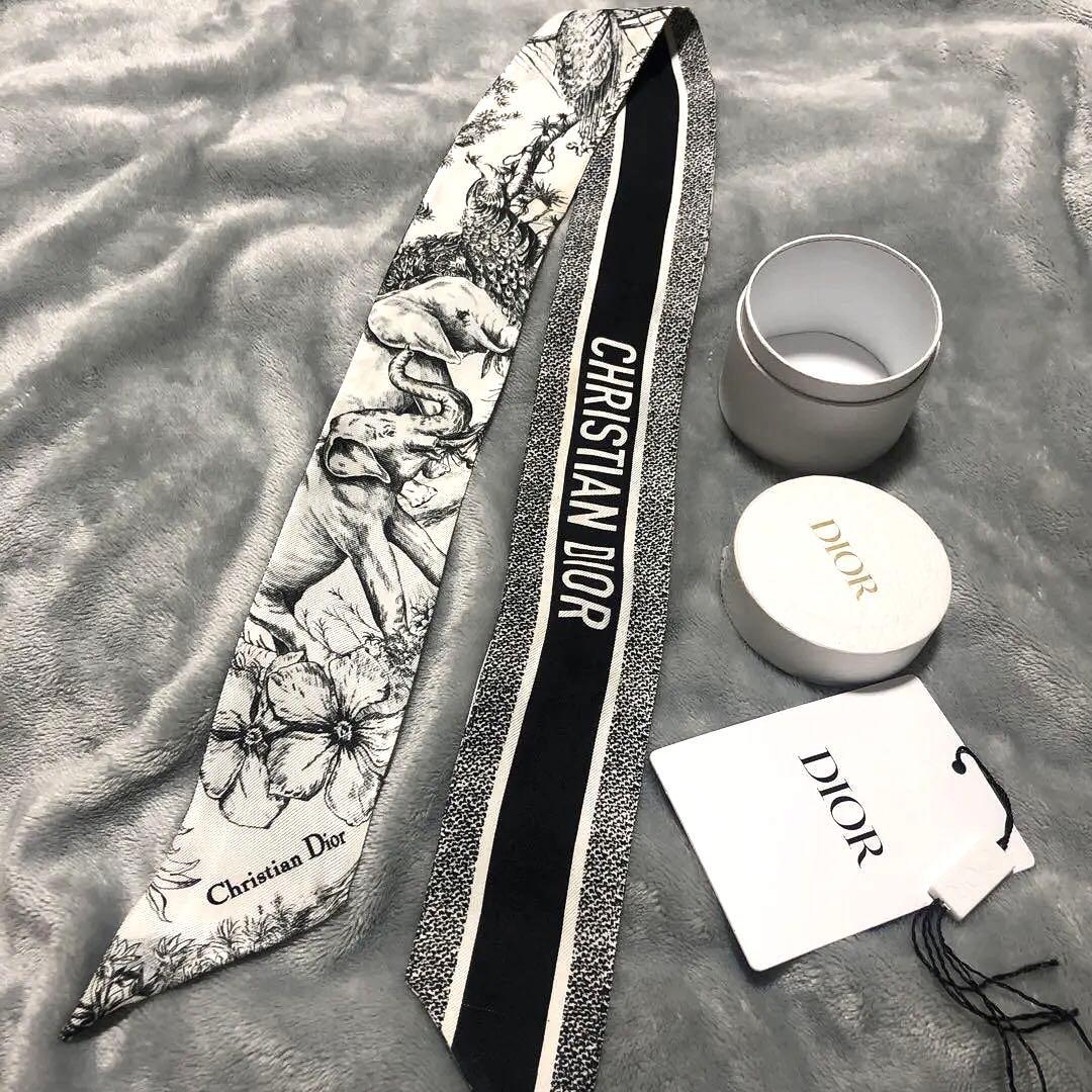 値下げ◎　Dior　ディオール　スカーフ　ミッツァ　白　黒