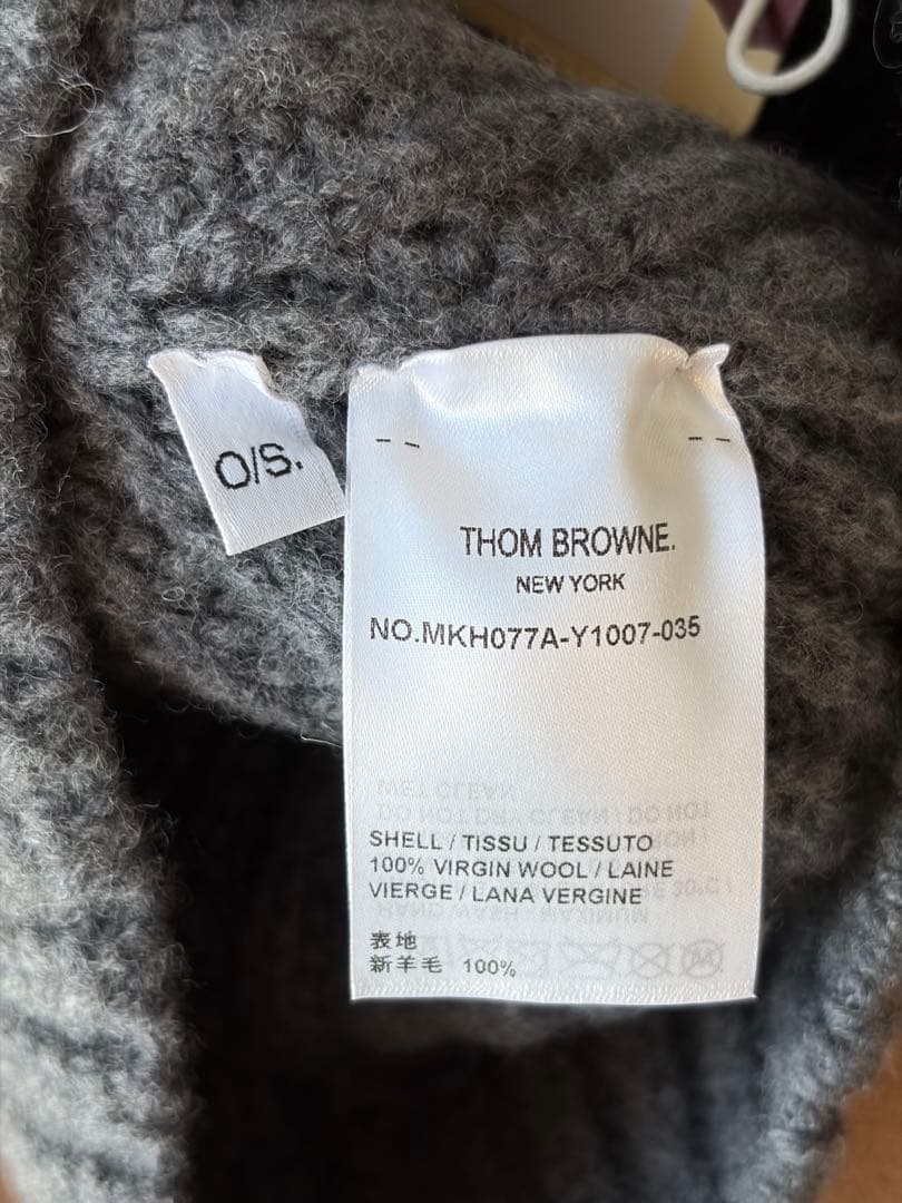 新品 《THOM BROWN》　トムブラウン　ニットビーニー　グレー