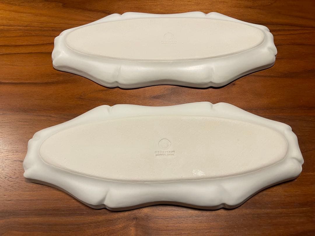 臼杵焼 輪花オーバル長皿 白 White 2枚セット