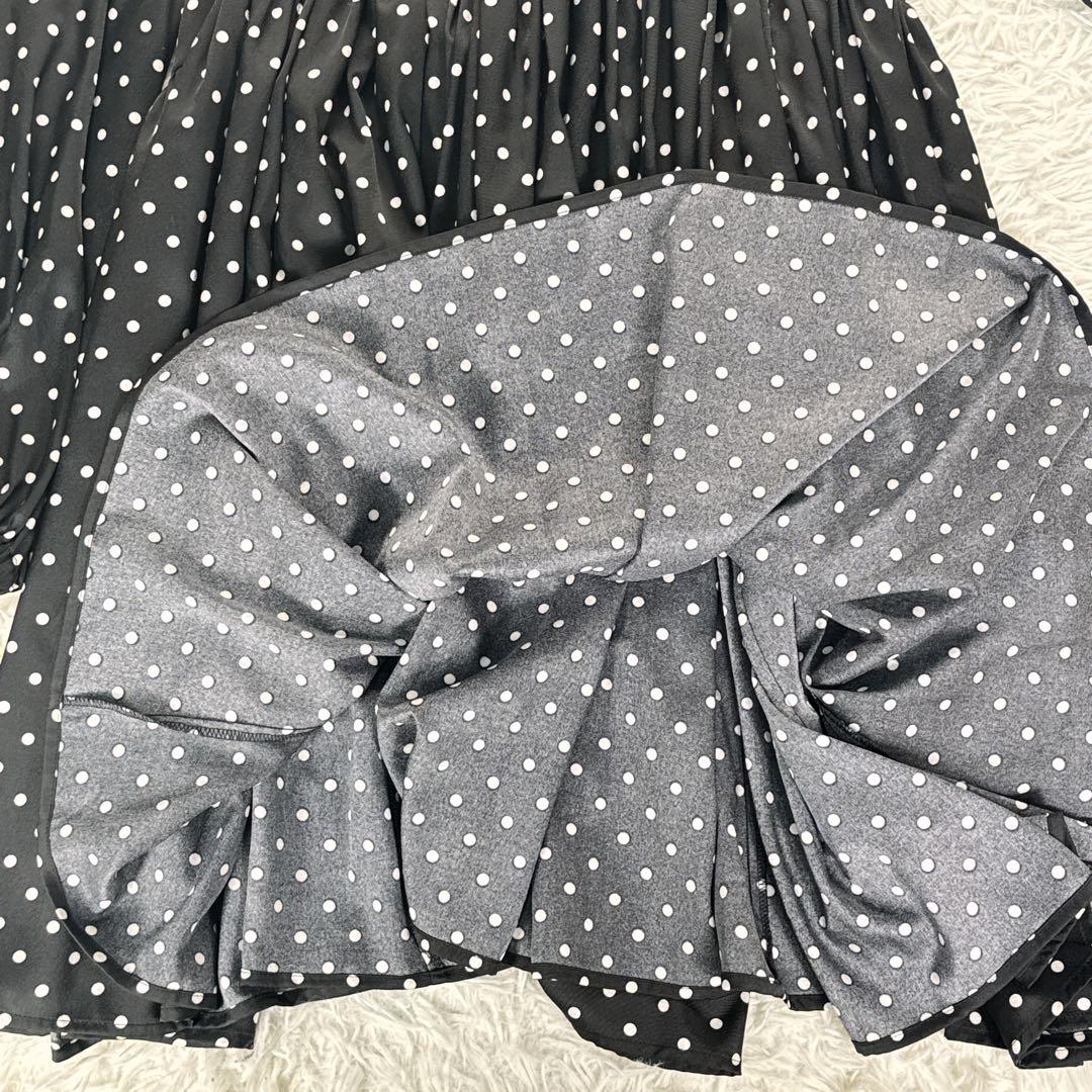 BEARDSLEY【洗える】パール釦ドットギャザーチュニック ワンピース