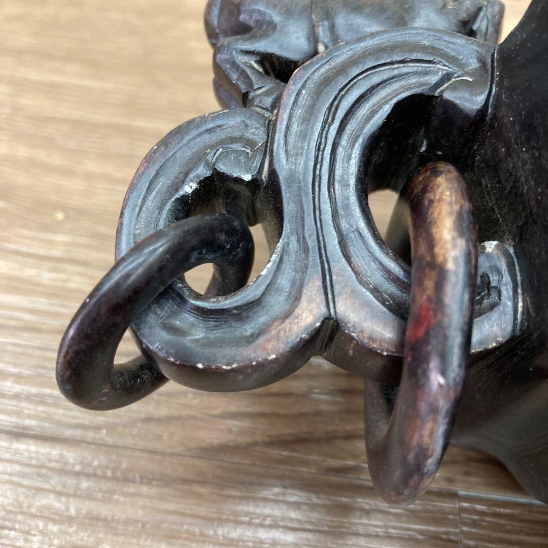 E-4 【希少】馬 彫刻 香炉 飾り壺 三足 蓋なし アンティーク 骨董品 イン