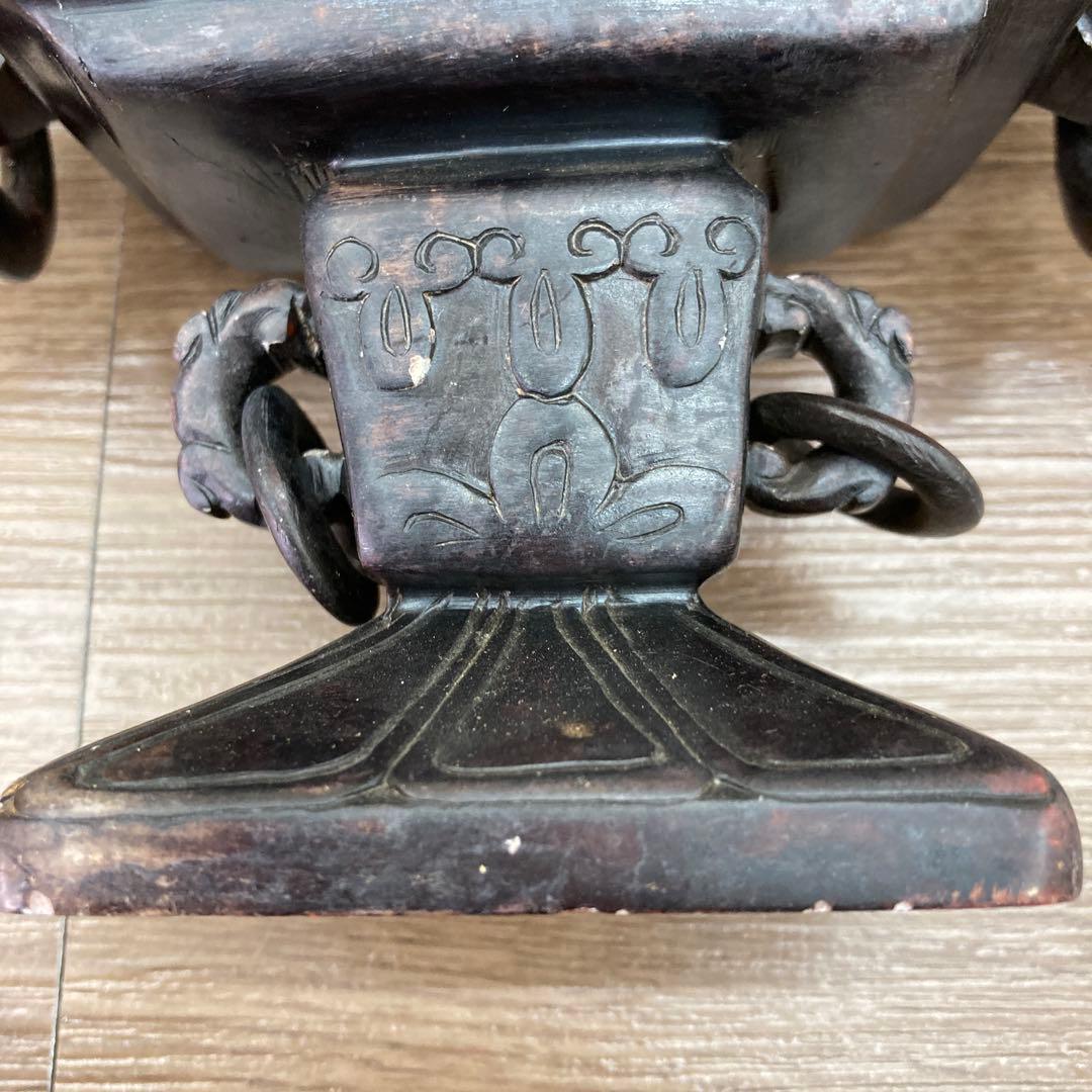 E-4 【希少】馬 彫刻 香炉 飾り壺 三足 蓋なし アンティーク 骨董品 イン