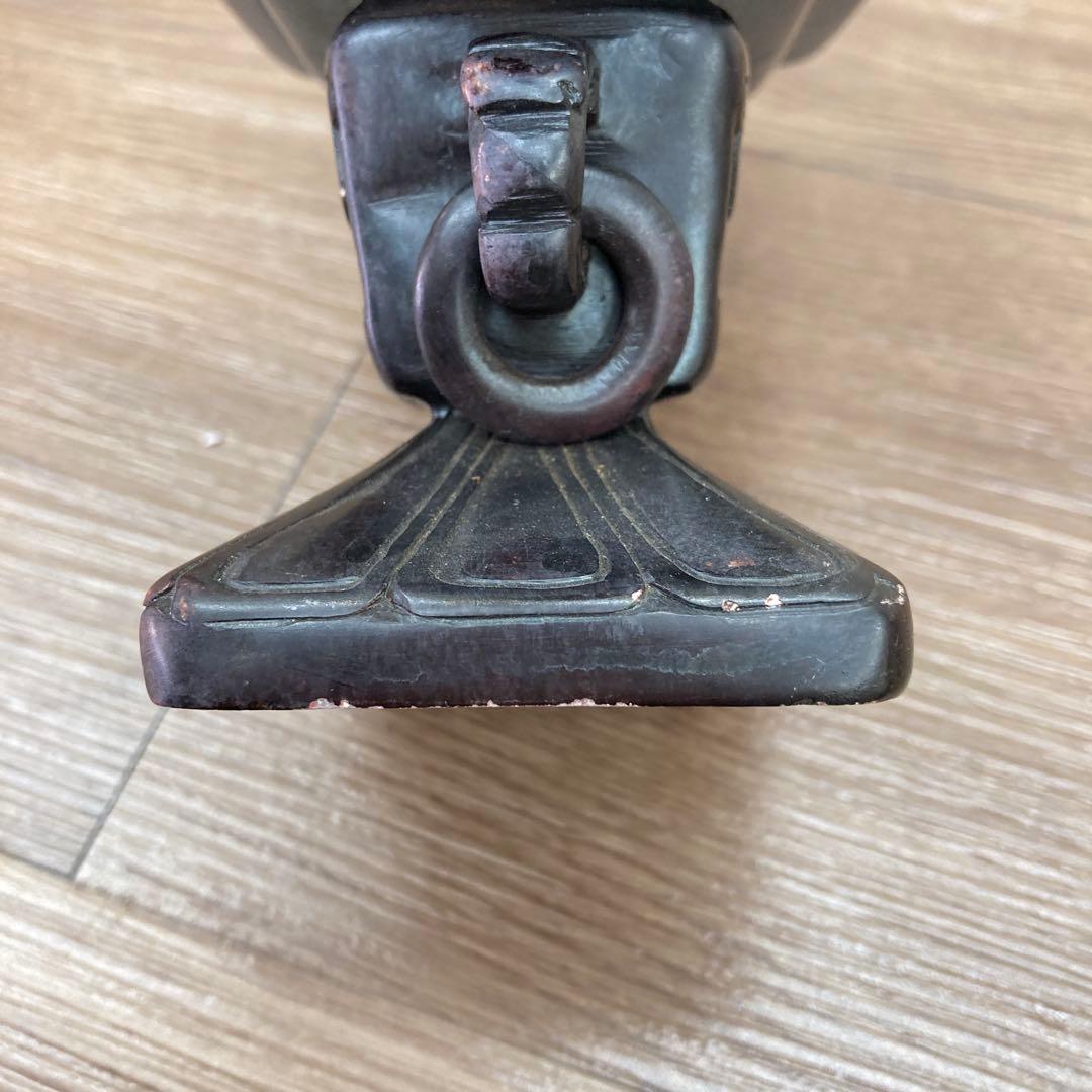 E-4 【希少】馬 彫刻 香炉 飾り壺 三足 蓋なし アンティーク 骨董品 イン