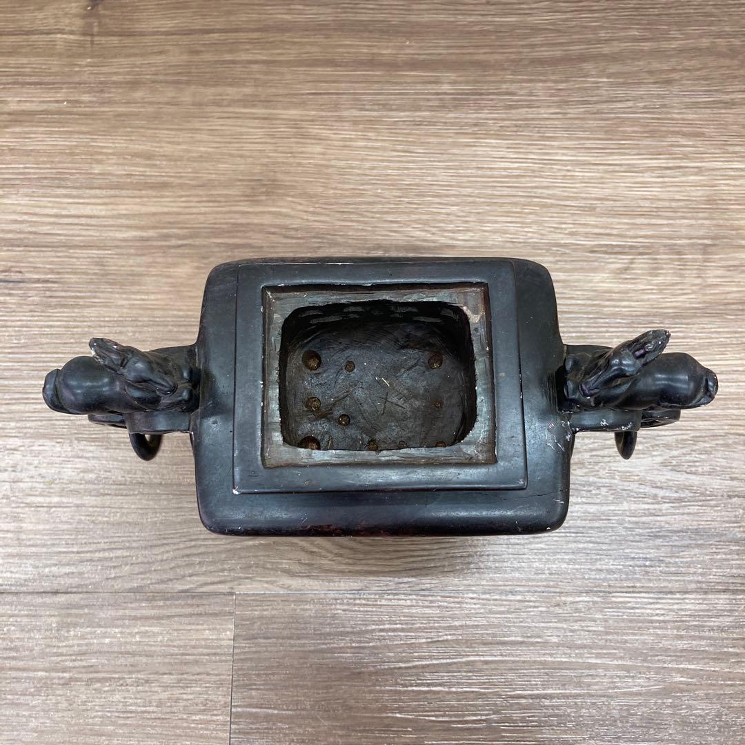 E-4 【希少】馬 彫刻 香炉 飾り壺 三足 蓋なし アンティーク 骨董品 イン