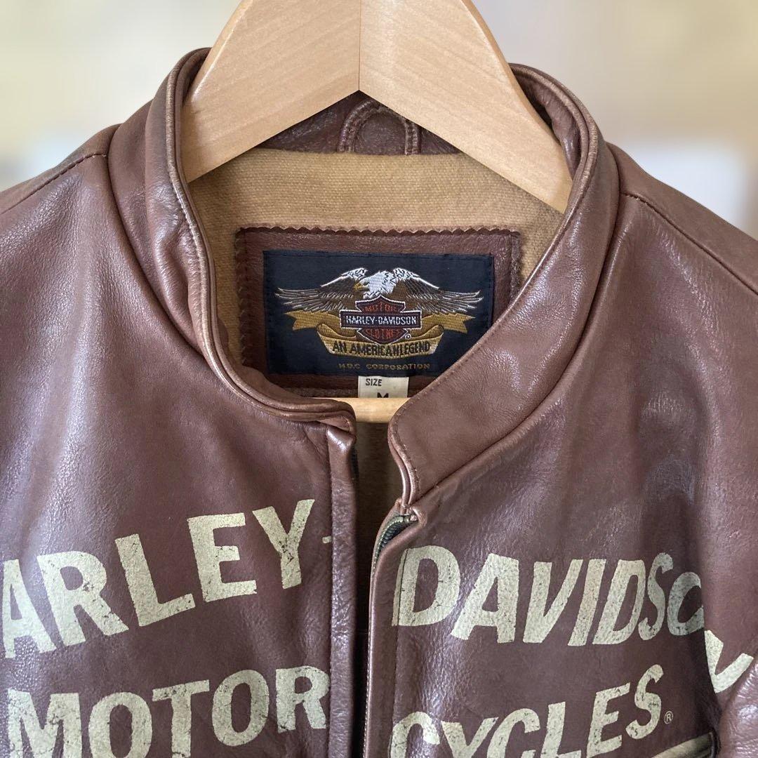 HARLEY-DAVIDSON ブラウンライダースジャケット M - メルカリ