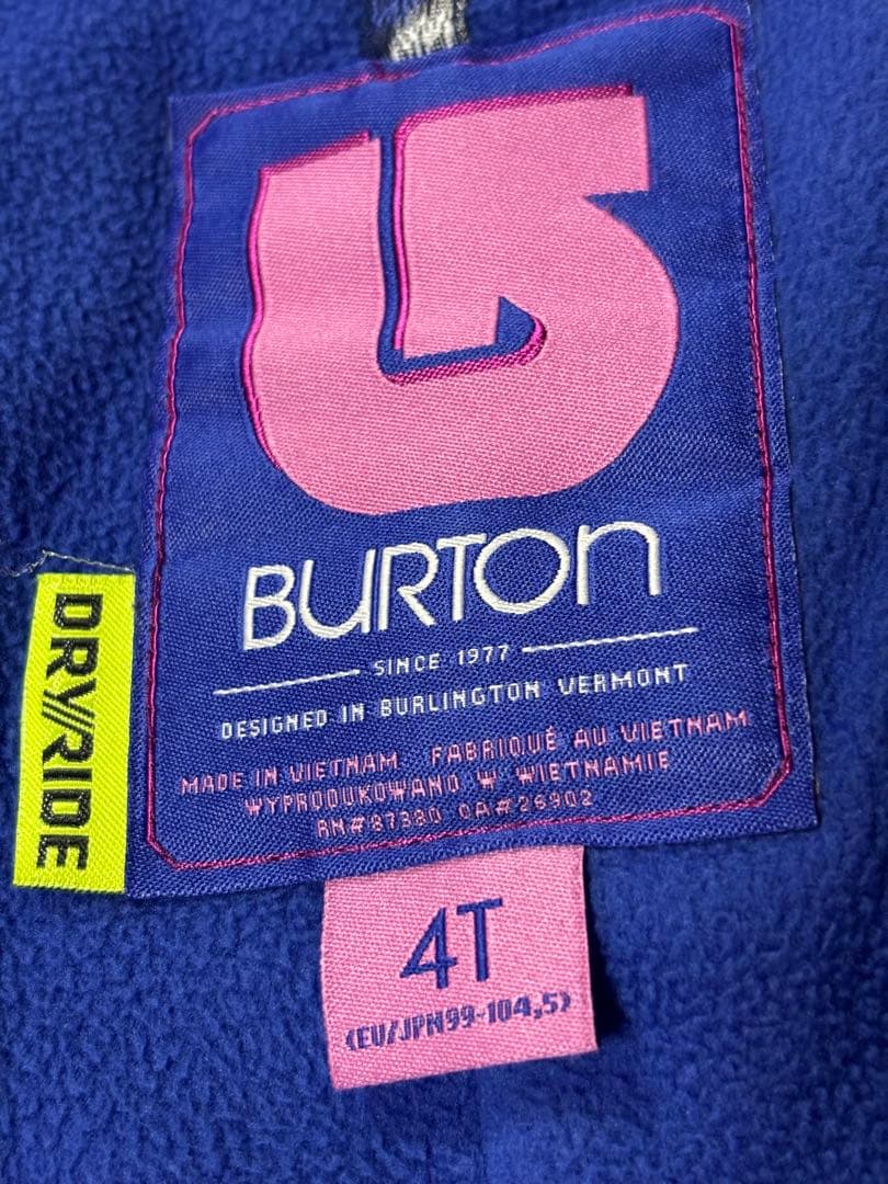バートン　100 110スノーボードウェア　子供　キッズ BURTON ビブ　紫