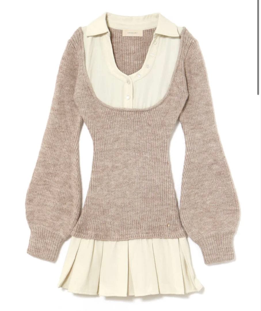 正規品ANDMARY Demi layered mini dress beige