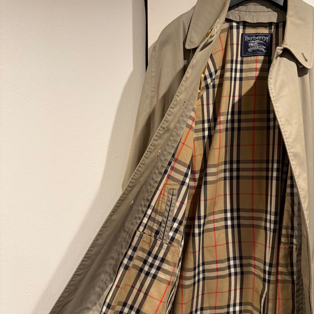 美品‼️バーバリー　ステンカラーコート ノバチェック　ウールライナー付き 玉虫色