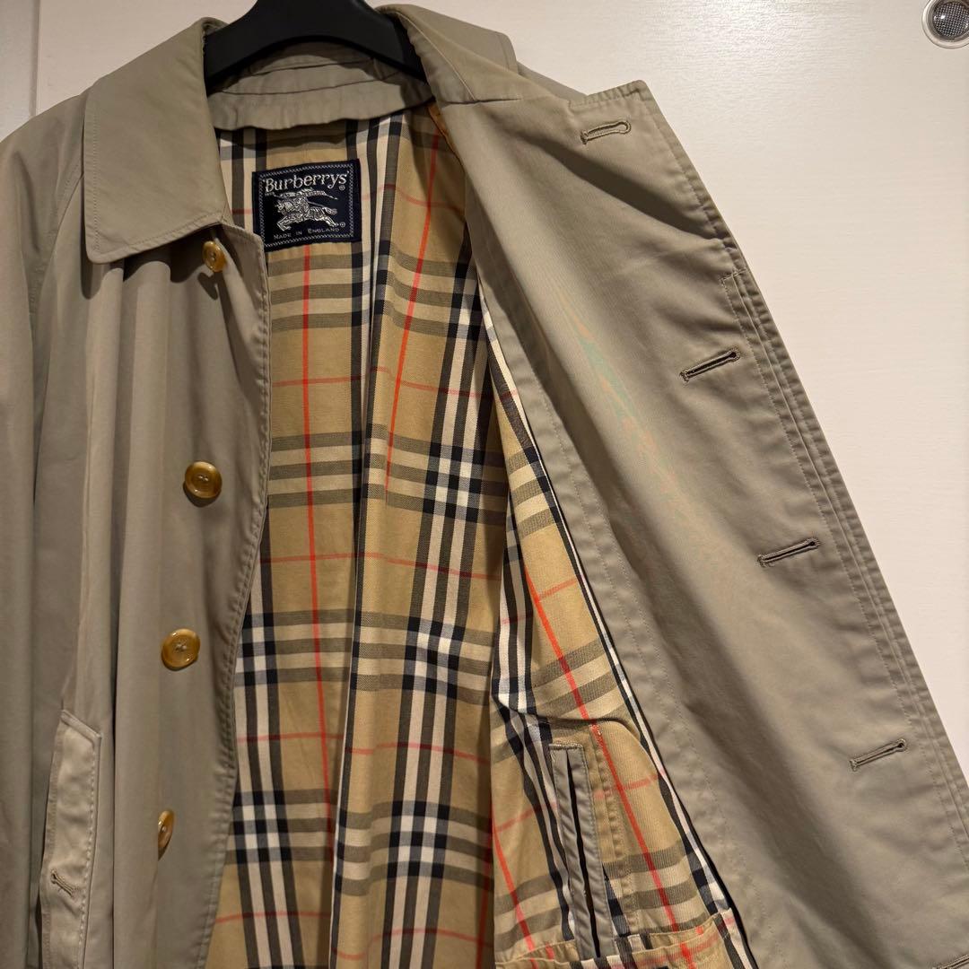 美品‼️バーバリー　ステンカラーコート ノバチェック　ウールライナー付き 玉虫色