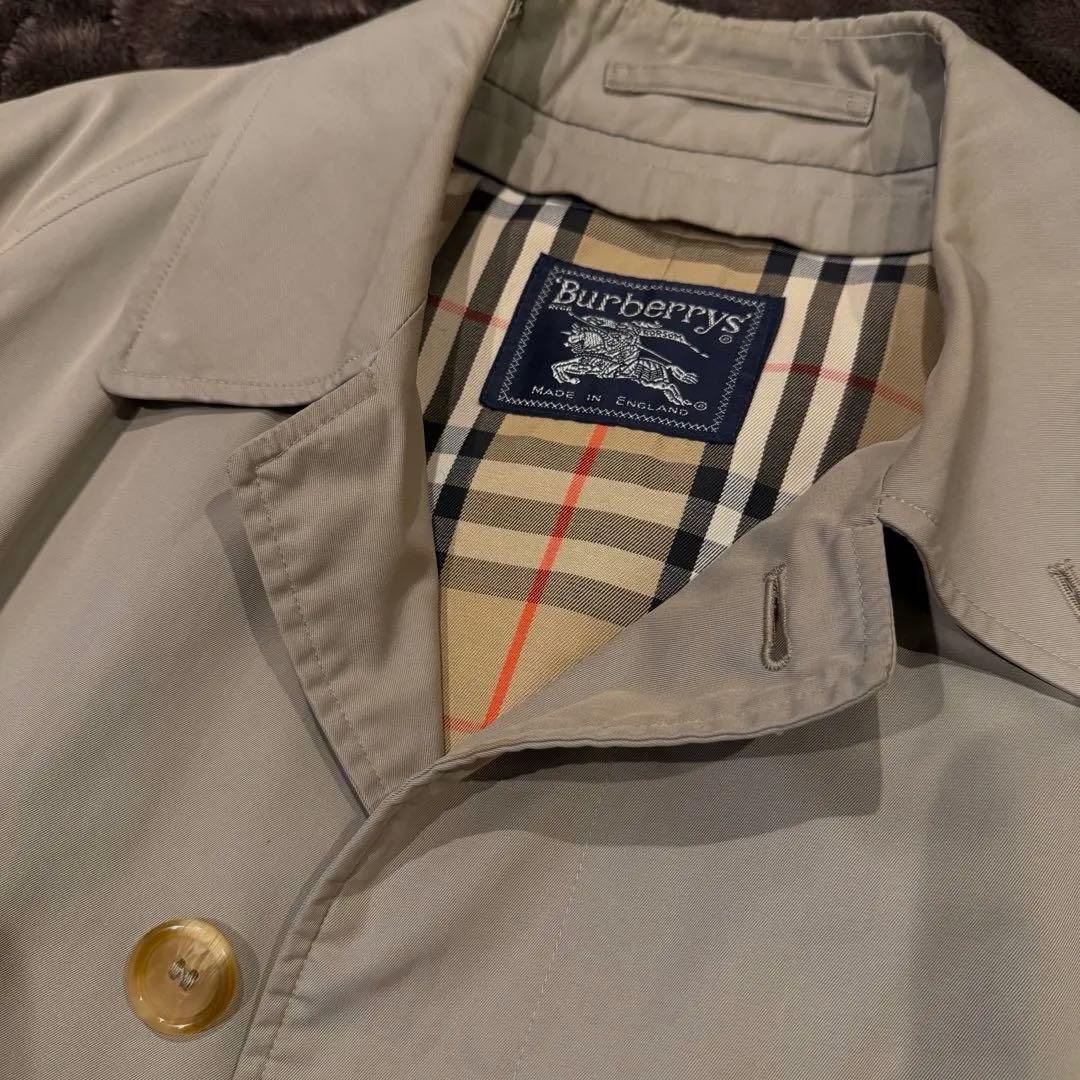 美品‼️バーバリー　ステンカラーコート ノバチェック　ウールライナー付き 玉虫色