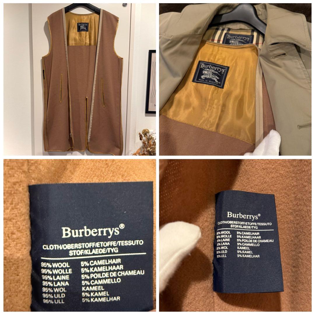 美品‼️バーバリー　ステンカラーコート ノバチェック　ウールライナー付き 玉虫色