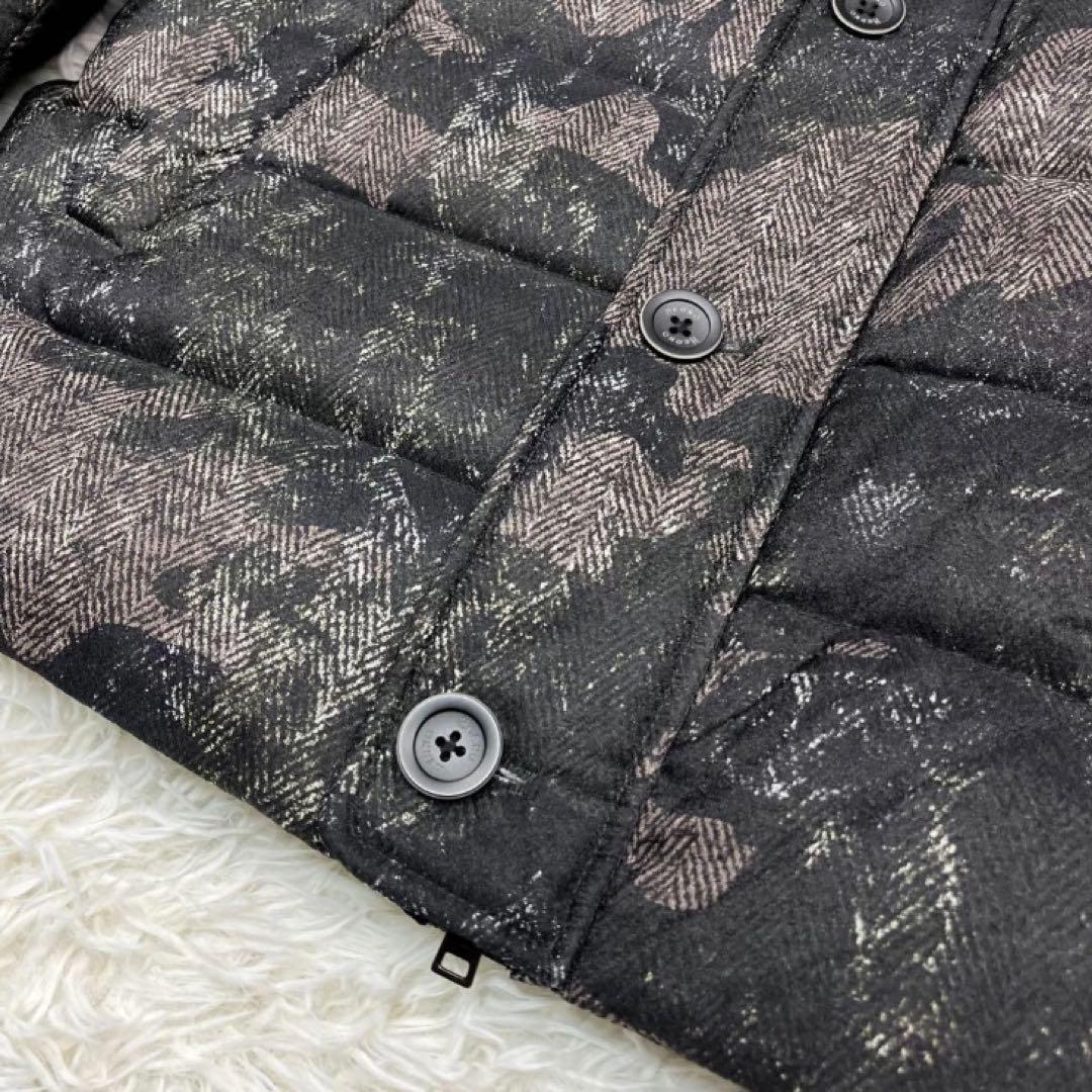 ヘルノ　ジャガードカモフラ フーデッドダウンジャケット フード着脱可