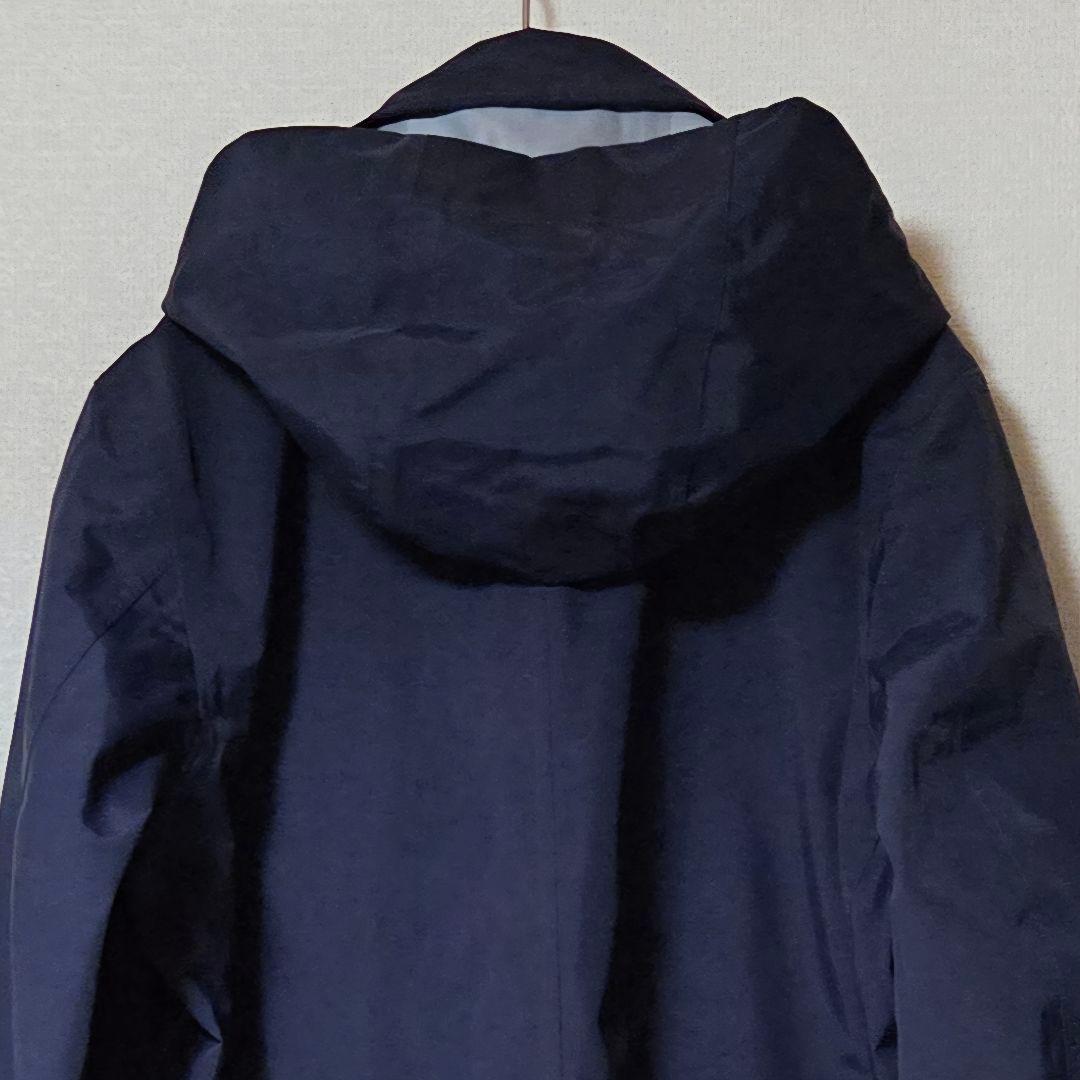 【美品】ミズノ 防風 撥水ナイロン 軽量素材 フード ステンカラーコート 紺 M