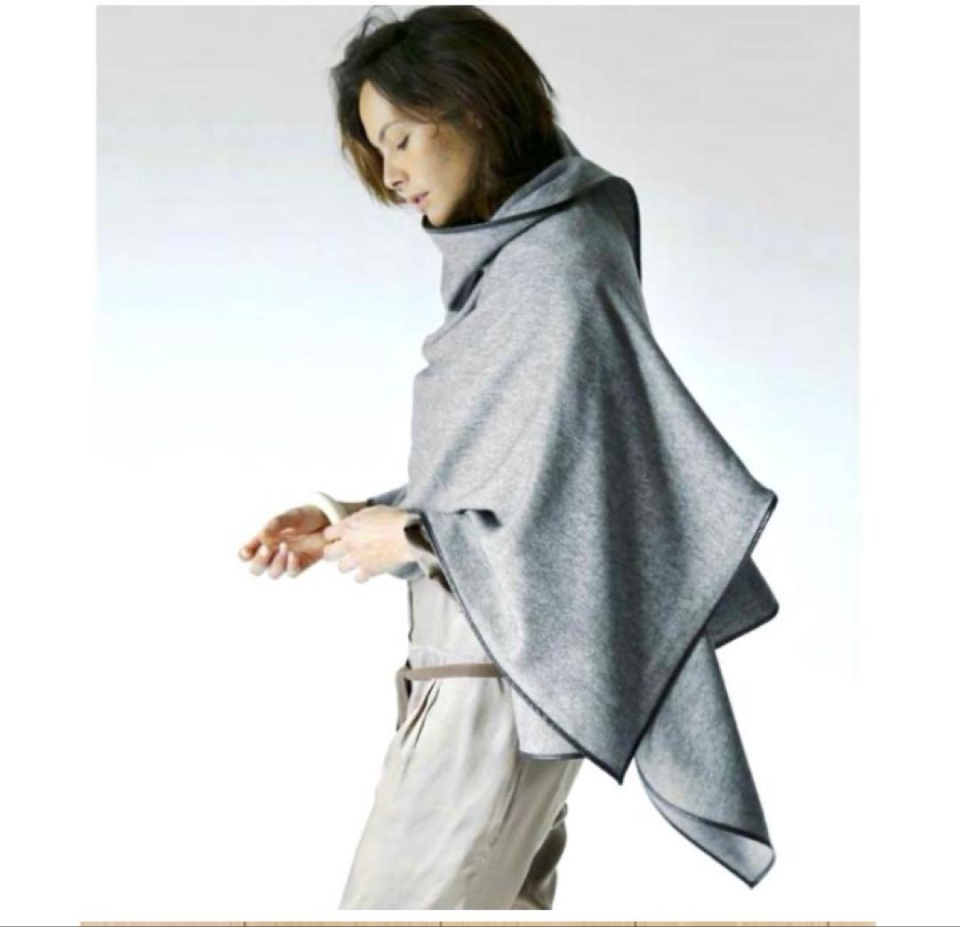 美品) ASAUCE MELERレザーパイピングカシミヤストール