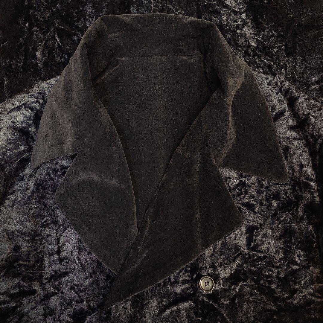 メンズティノラス リバーシブル 2way ベロア ダブル ロングコート ブラック