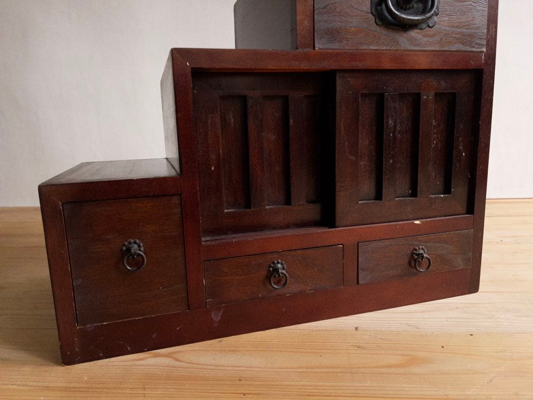 収納棚　木製　階段　和家具　古道具　古家具　ビンテージ　アンティーク　レトロ