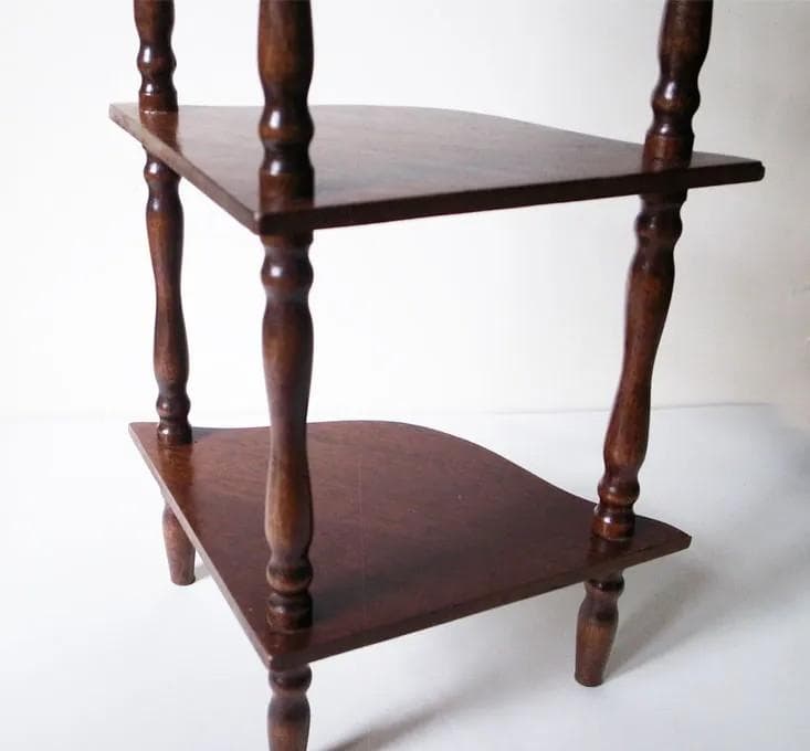 英国ヴィンテージ 小さな三段コーナーシェルフ ワットノット