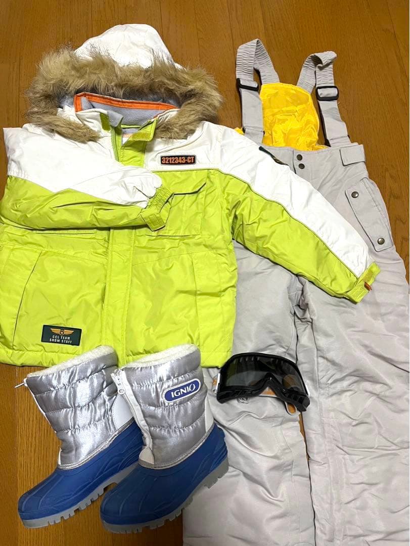スキーウェア 上下 セット スノーブーツ イグニオ ゴーグル 青 グリーン 雪