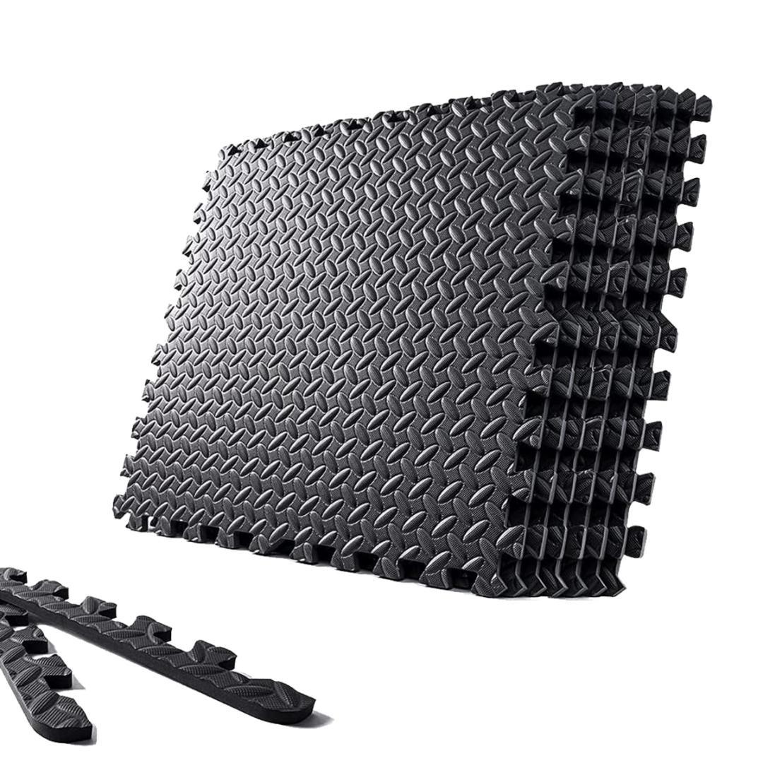 パズルマット 十字黒 波黒 ジョイントマット (十字黒/波黒, 72枚 )