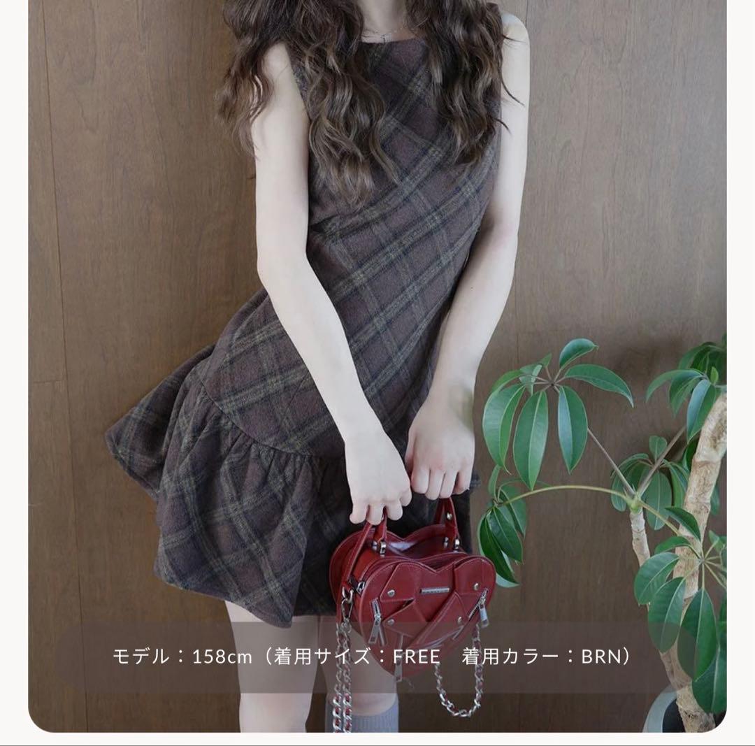Darich タータンチェックノースリミニワンピース FREE BRN - メルカリ