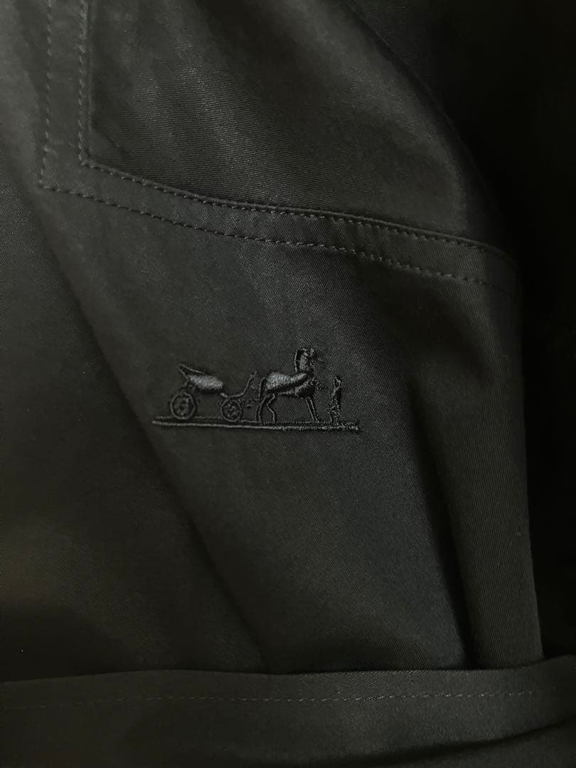 2way HERMES シャツワンピース　セリエボタン　ベルト付　カレーシュ刺繍