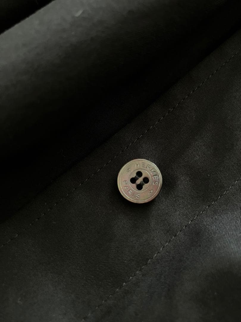 2way HERMES シャツワンピース　セリエボタン　ベルト付　カレーシュ刺繍