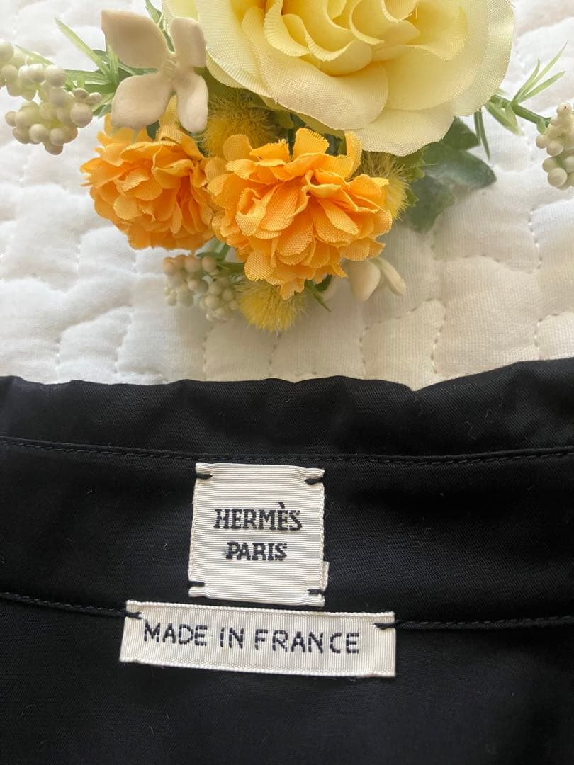2way HERMES シャツワンピース　セリエボタン　ベルト付　カレーシュ刺繍