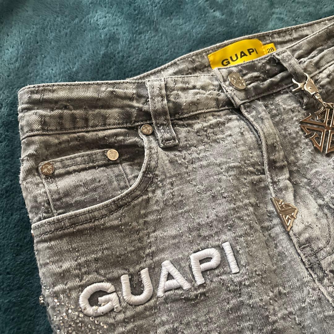 GUAPI グレー スキニーフレアデニム 28