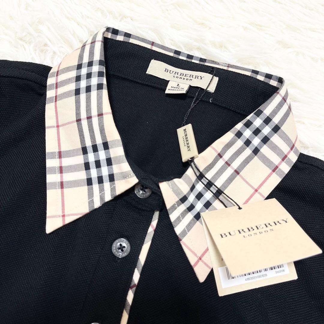 未使用　BURBERRY バーバリー ノバチェック 半袖　刺繍　ポロシャツ　L