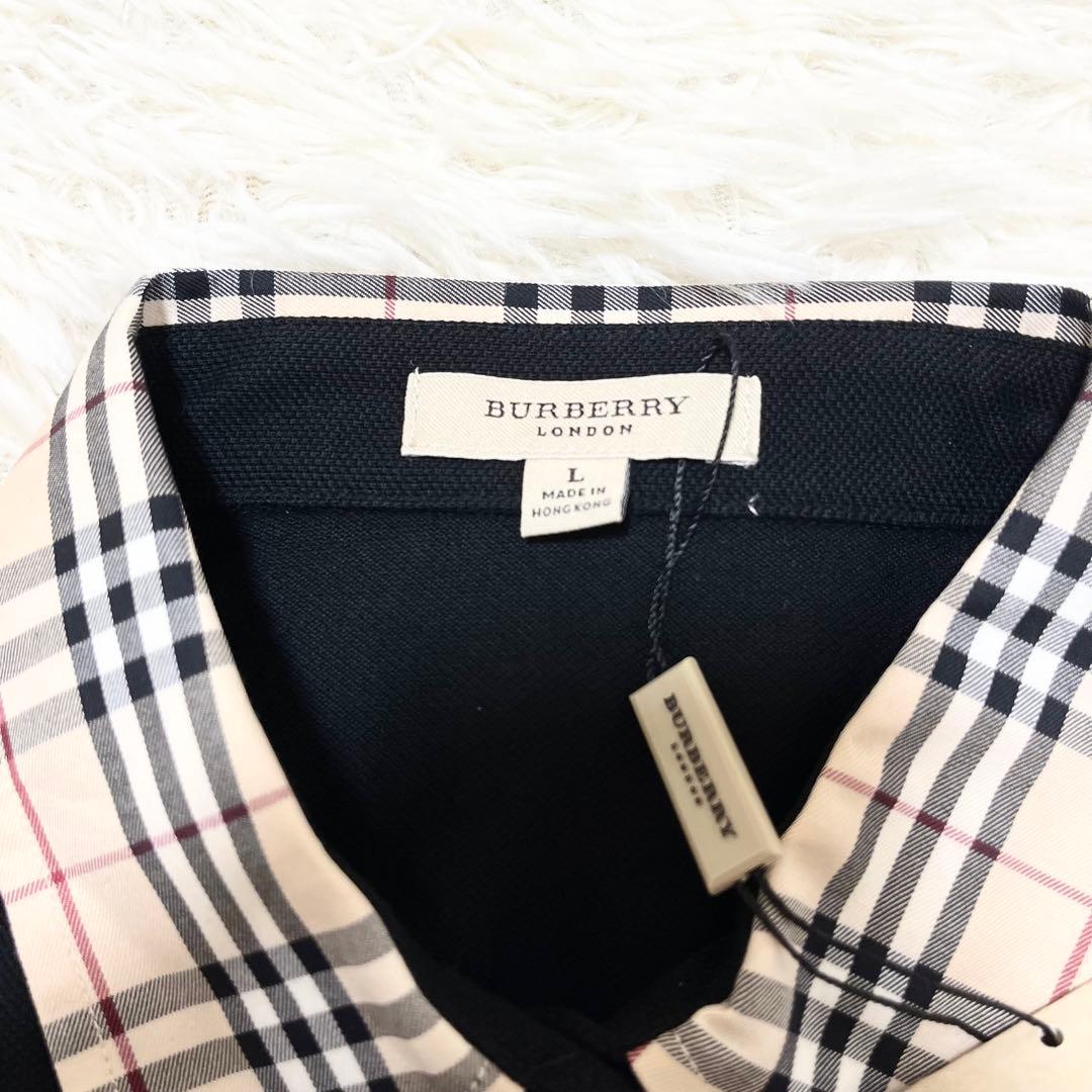 未使用　BURBERRY バーバリー ノバチェック 半袖　刺繍　ポロシャツ　L