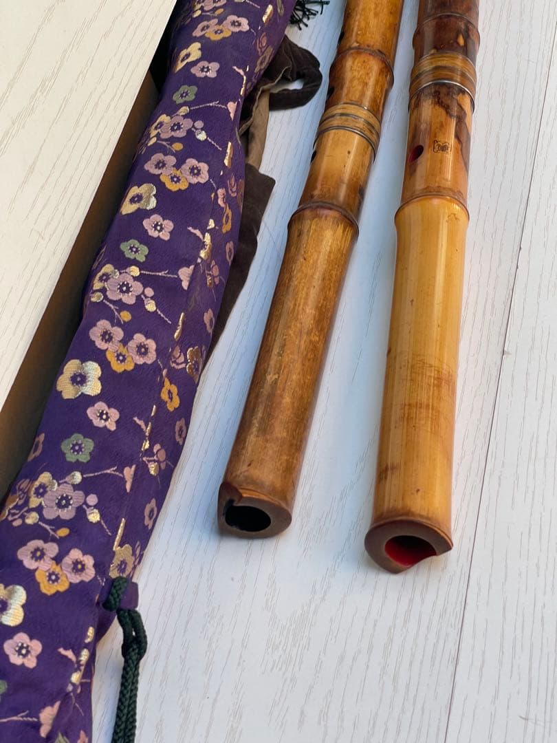 裕*様 尺八本体 竹製 二本セット 専用ケース付き真山