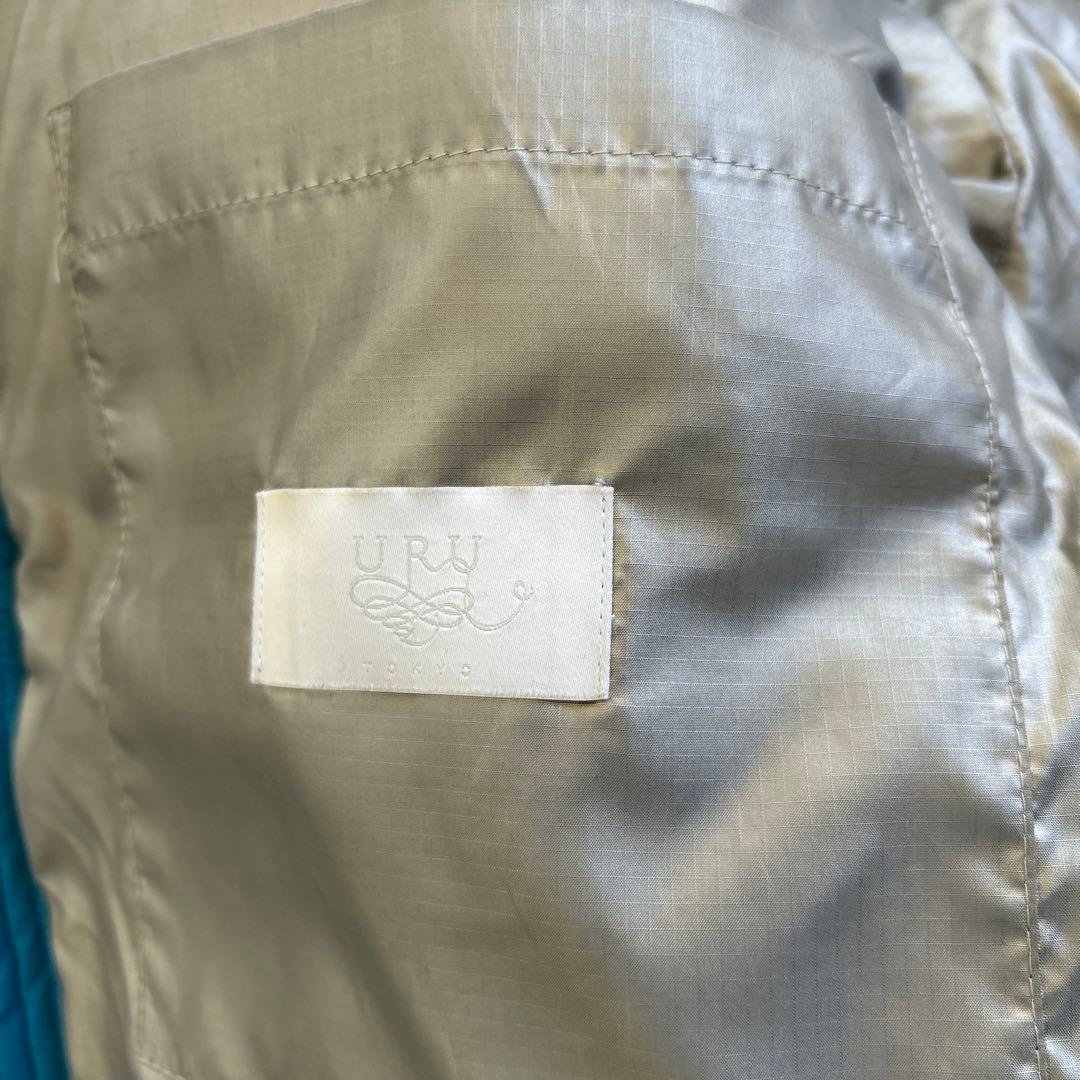 ［定価10万円］URUウル　ダウンジャケット　水色ブルー　フェザー　ダブルジップ