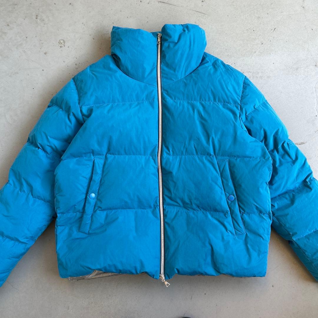 ［定価10万円］URUウル　ダウンジャケット　水色ブルー　フェザー　ダブルジップ
