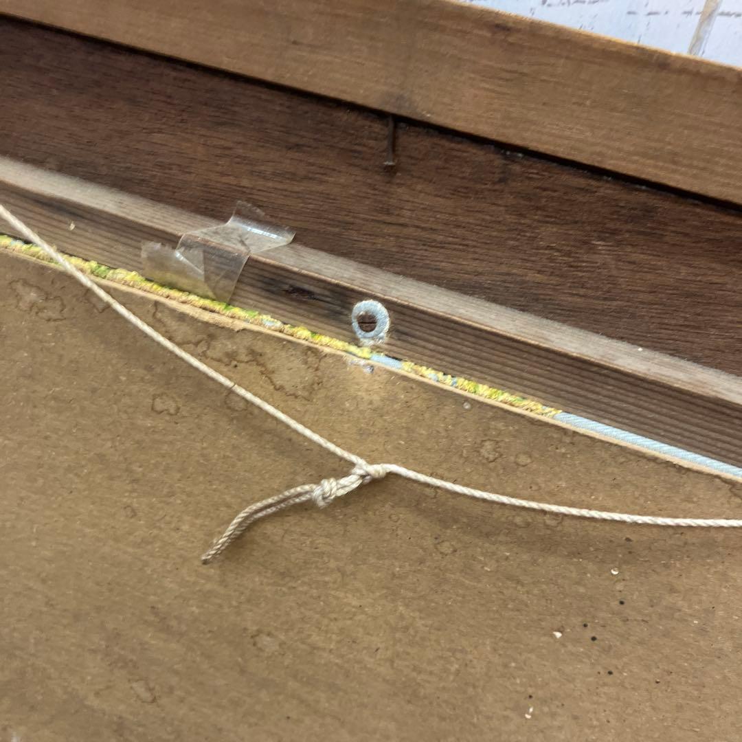 北欧レトロ 白鳥と湖 刺繍画 風景画 絵画 額縁 額装 アート 美術 芸術 飾り