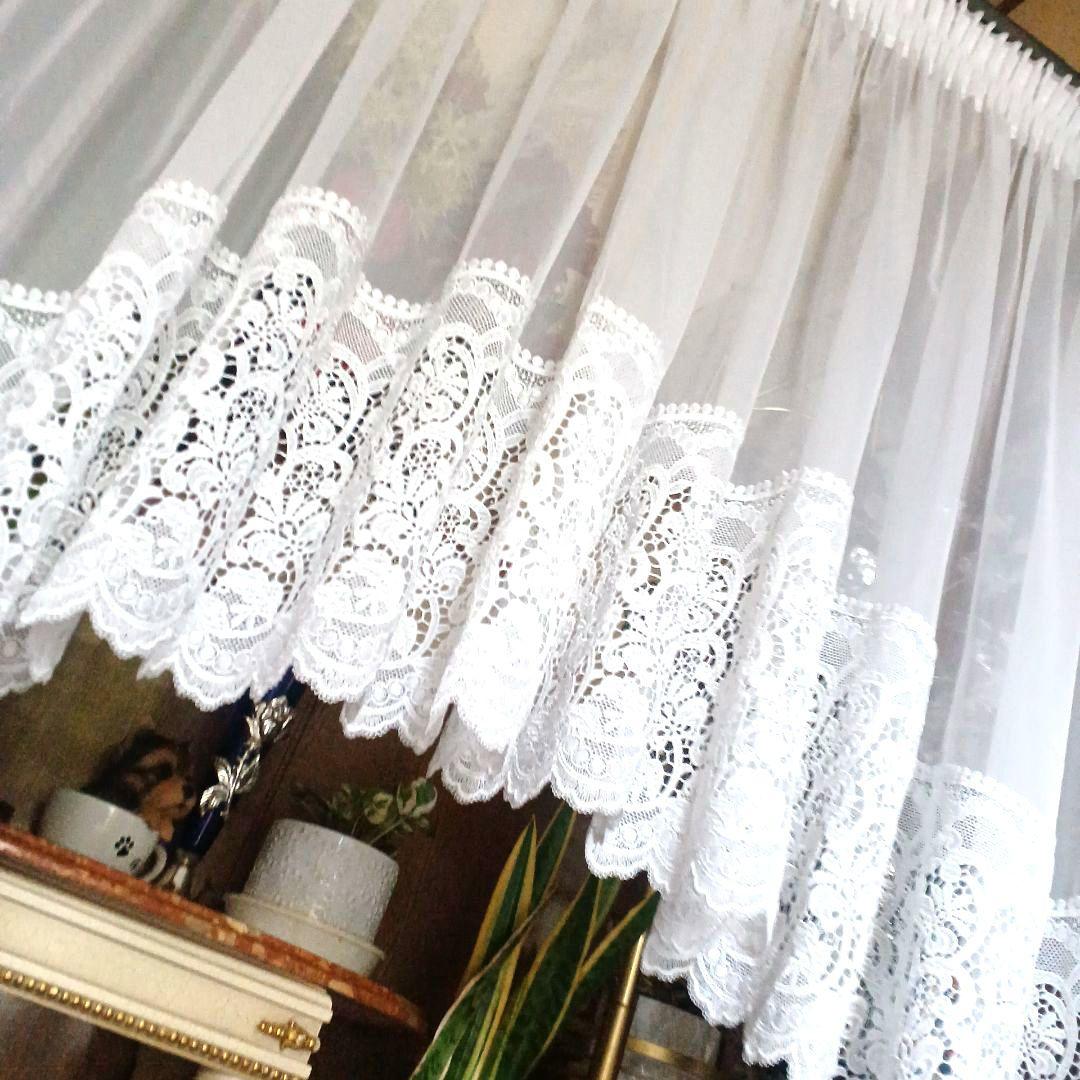 出窓 腰高窓【ボイル&トリムレース アーチスモックギャザータイプ