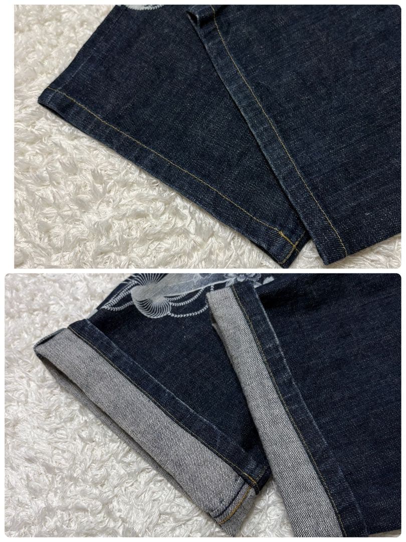 豪華刺繍】絡繰魂 上り鯉 桜 5連ポケット ストレートデニム W40 ビック