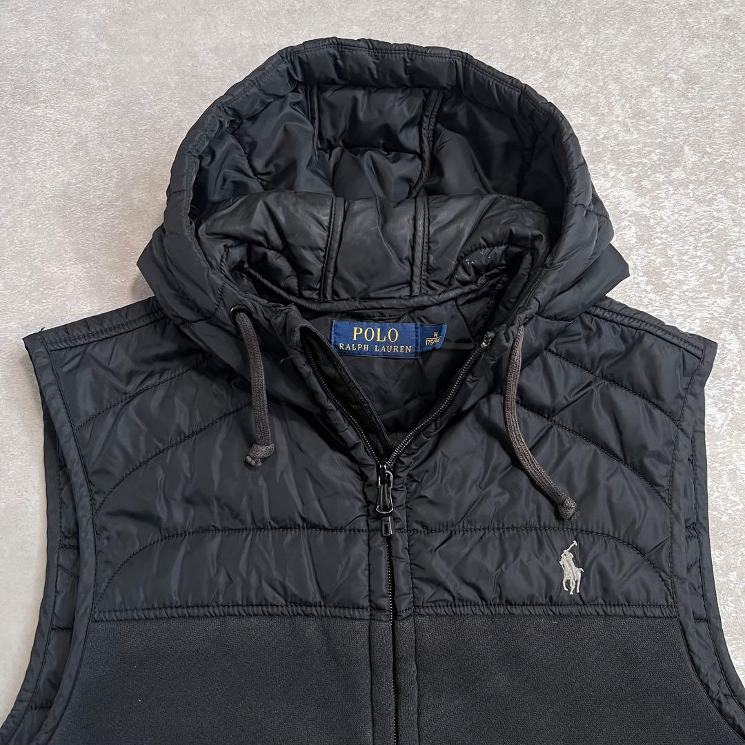 ポロラルフローレン ダウンベストパーカー ブラック M - メルカリ