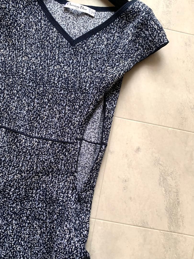 美品♡クリスチャンディオール ニットワンピース ドレス 膝丈 Vネック S
