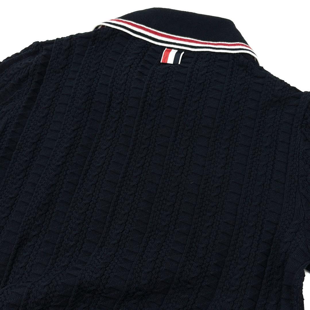 美品 THOM BROWNE ケーブル キーホール ニットポロシャツ 40