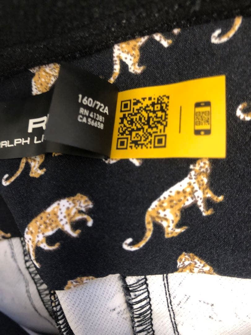 【美品】RLX GOLF レオパード柄 ストレッチパンツ 女性 ブラック