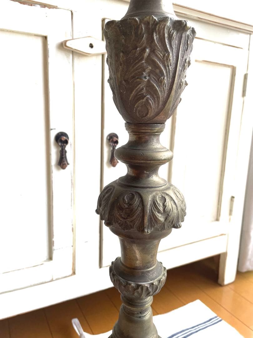 ♡ フランスアンティーク　チャーチキャンドル　教会　燭台　アンティークゴールド