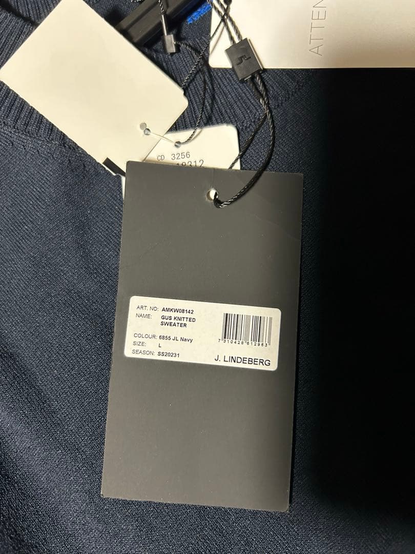 J.LINDBERGネイビー クルーネックセーター L ゴルフ ニット