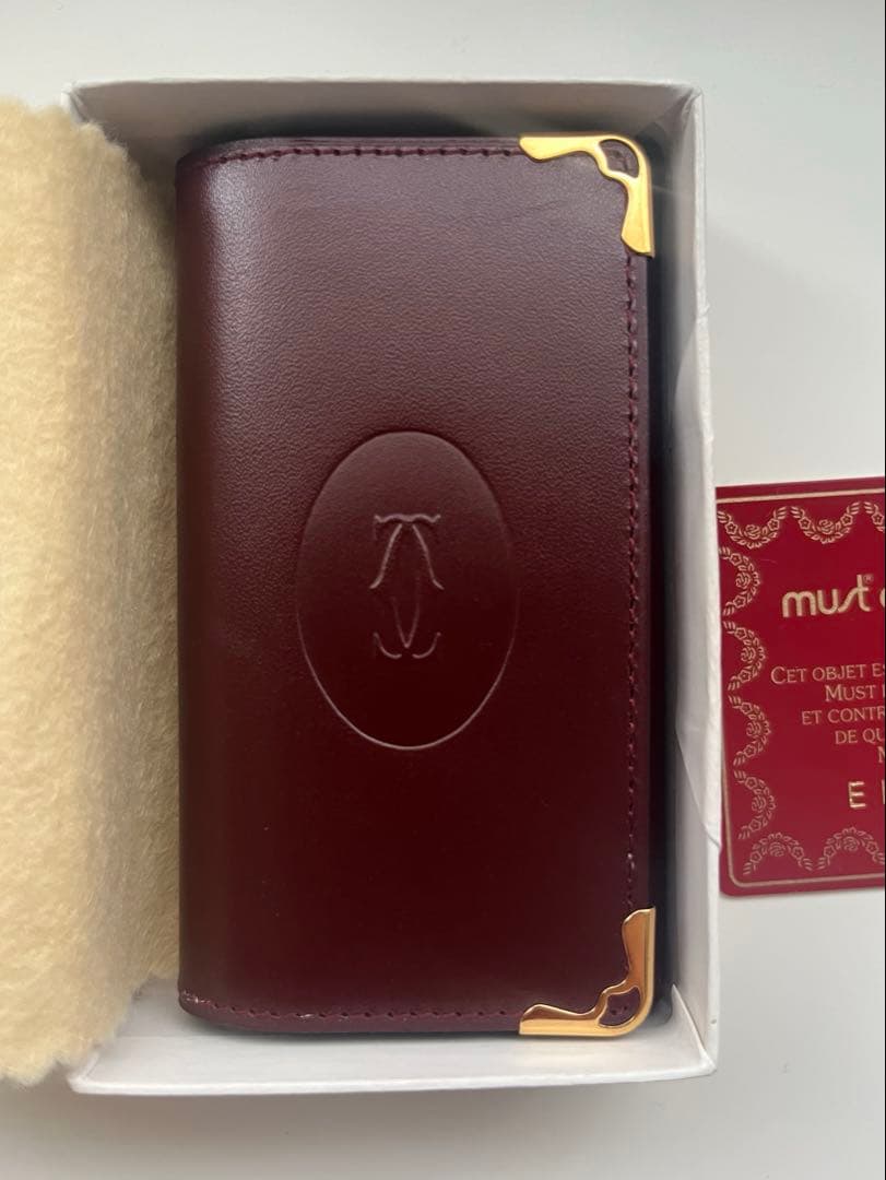 正規品カルティエ　Cartier キーケース　バーガンディ　レザー　ボルドー　赤