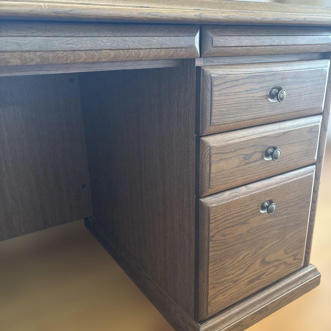 片袖書斎机 デスク パソコンデスク ナラ天然杢 起立木工